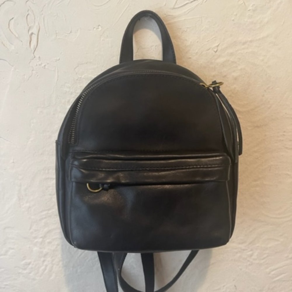 Madewell Lorimer Mini Black Leather Backpack